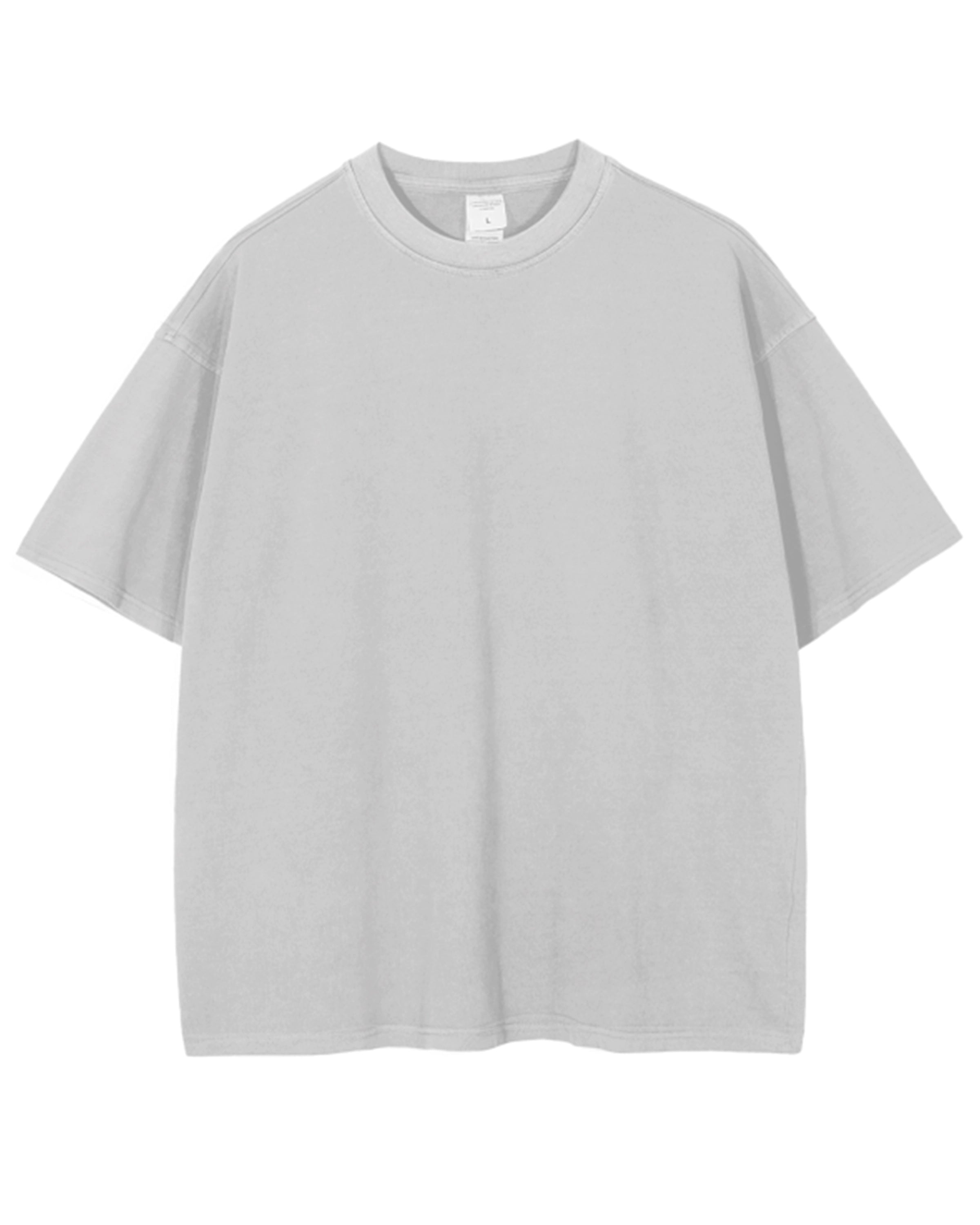 Light Gray Streetwear Enzyme Washed Drop Shoulder T-Shirt Front Mockup - Hanggerrz