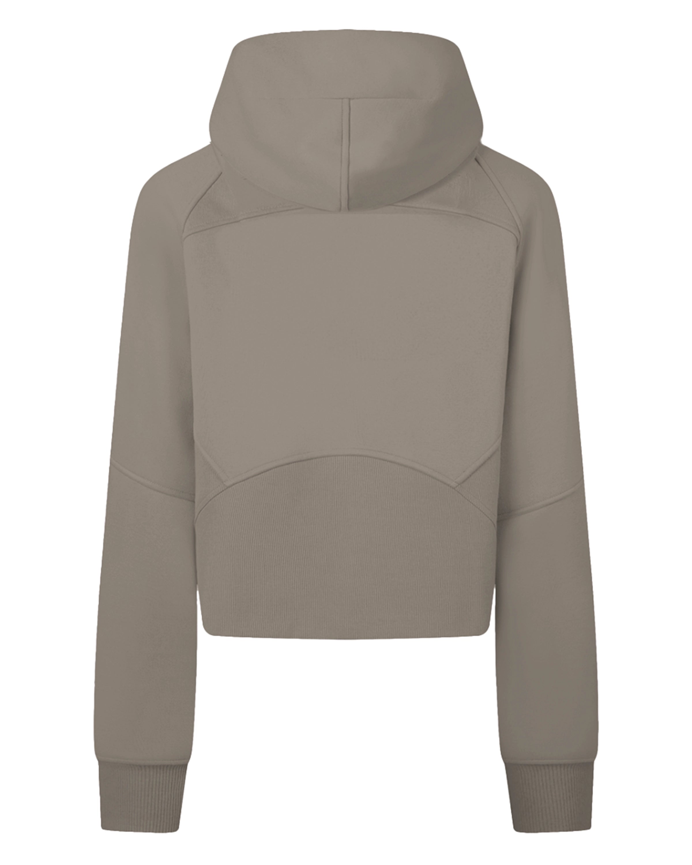 Light Gray Women's Zip-Through Cropped Hoodie Back Mockup - Hanggerrz