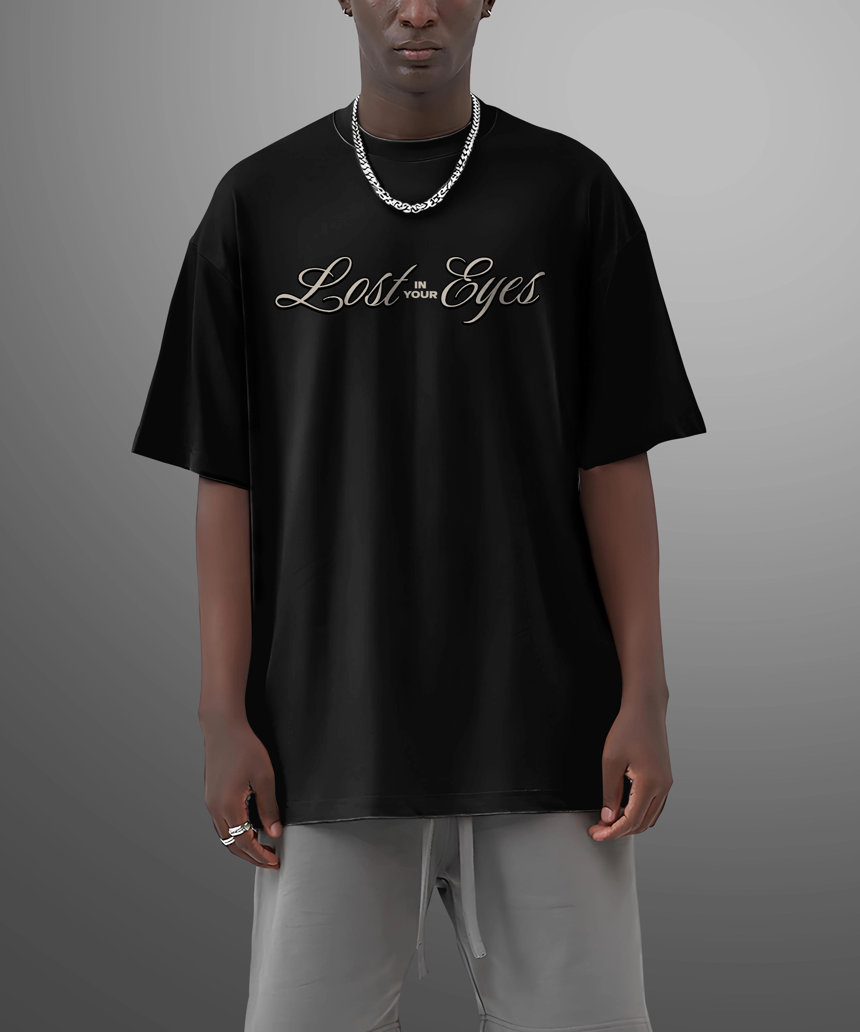 Lost in Eyes Streetwear Loose Fit FOG T-Shirt - Hanggerrz