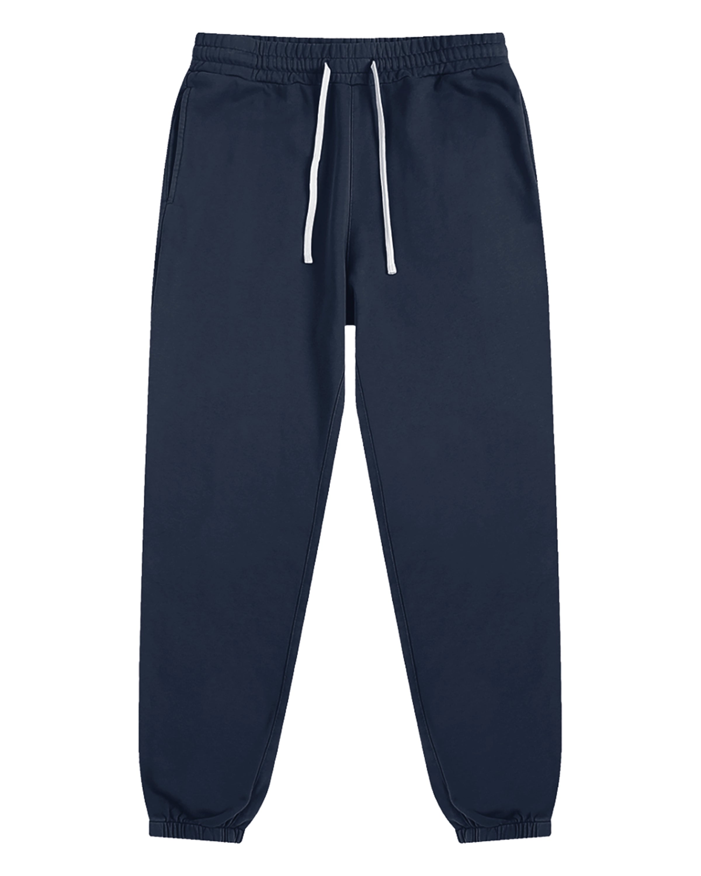 Navy Blue Pure Cotton Essential Unisex Joggers Front Mockup - Hanggerrz