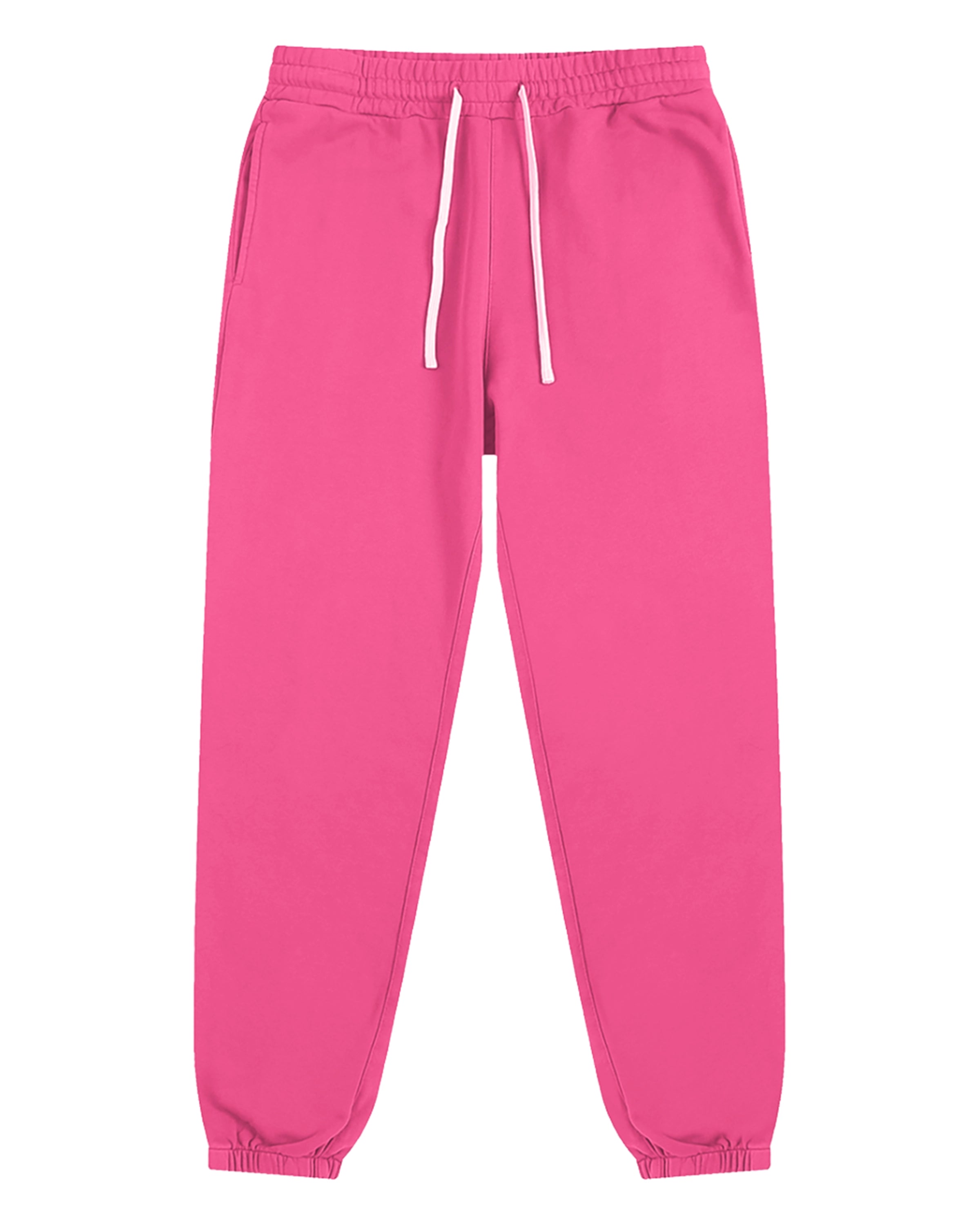 Pink Pure Cotton Essential Unisex Joggers Front Mockup - Hanggerrz