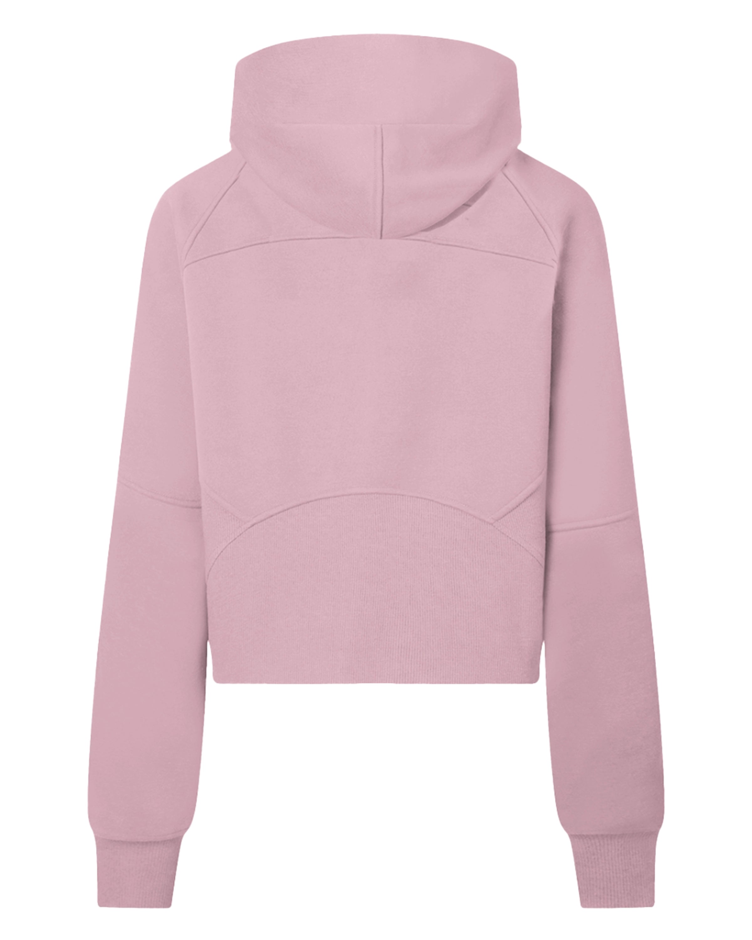 Pink Women's Half-Zip Cropped Hoodie Back Mockup - Hanggerrz