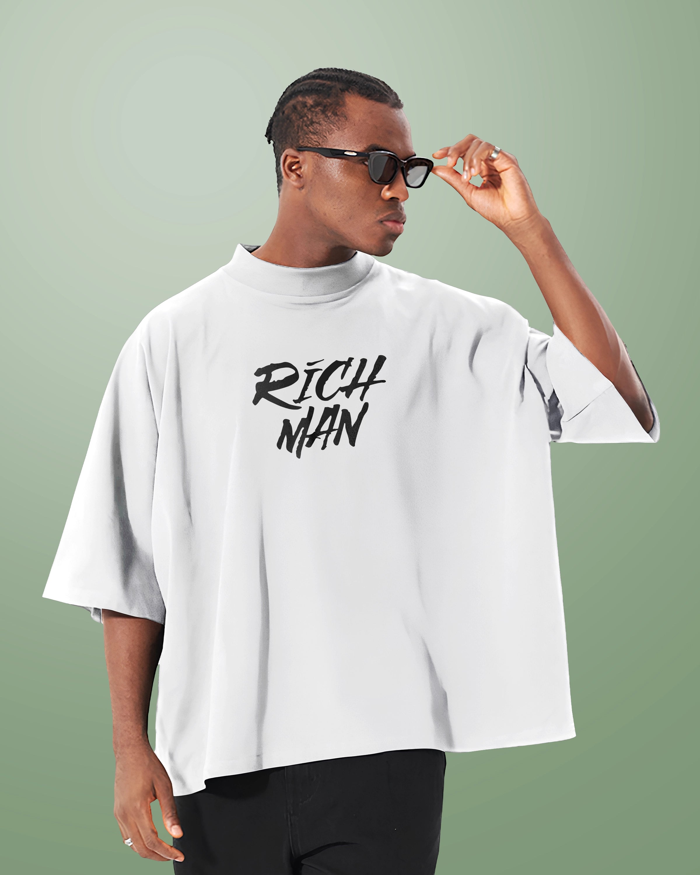 Rich Man Oversize One-piece Pattern Cut Boxy T-shirt - Hanggerrz