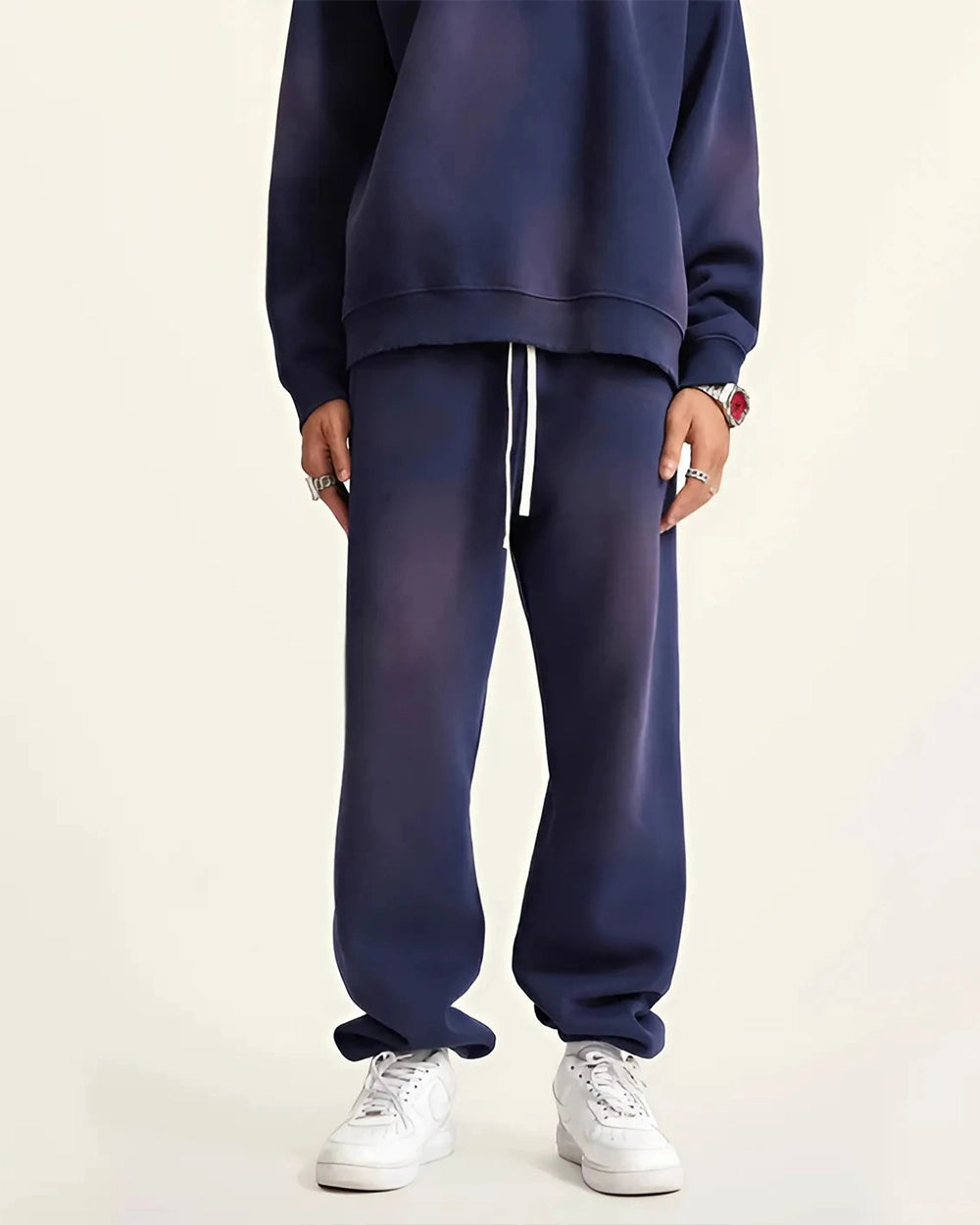 Royal Blue Streetwear Sunfade Fleeced Jogger - Hanggerrz