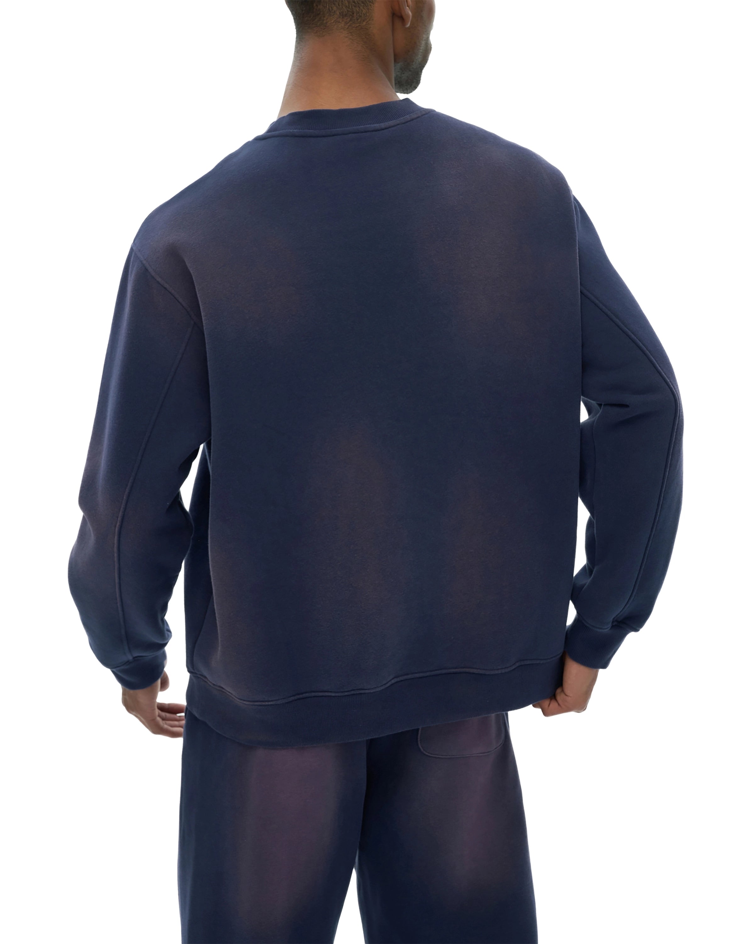 Royal Blue Streetwear Sunfade Fleeced Sweatshirt Back View - Hanggerrz