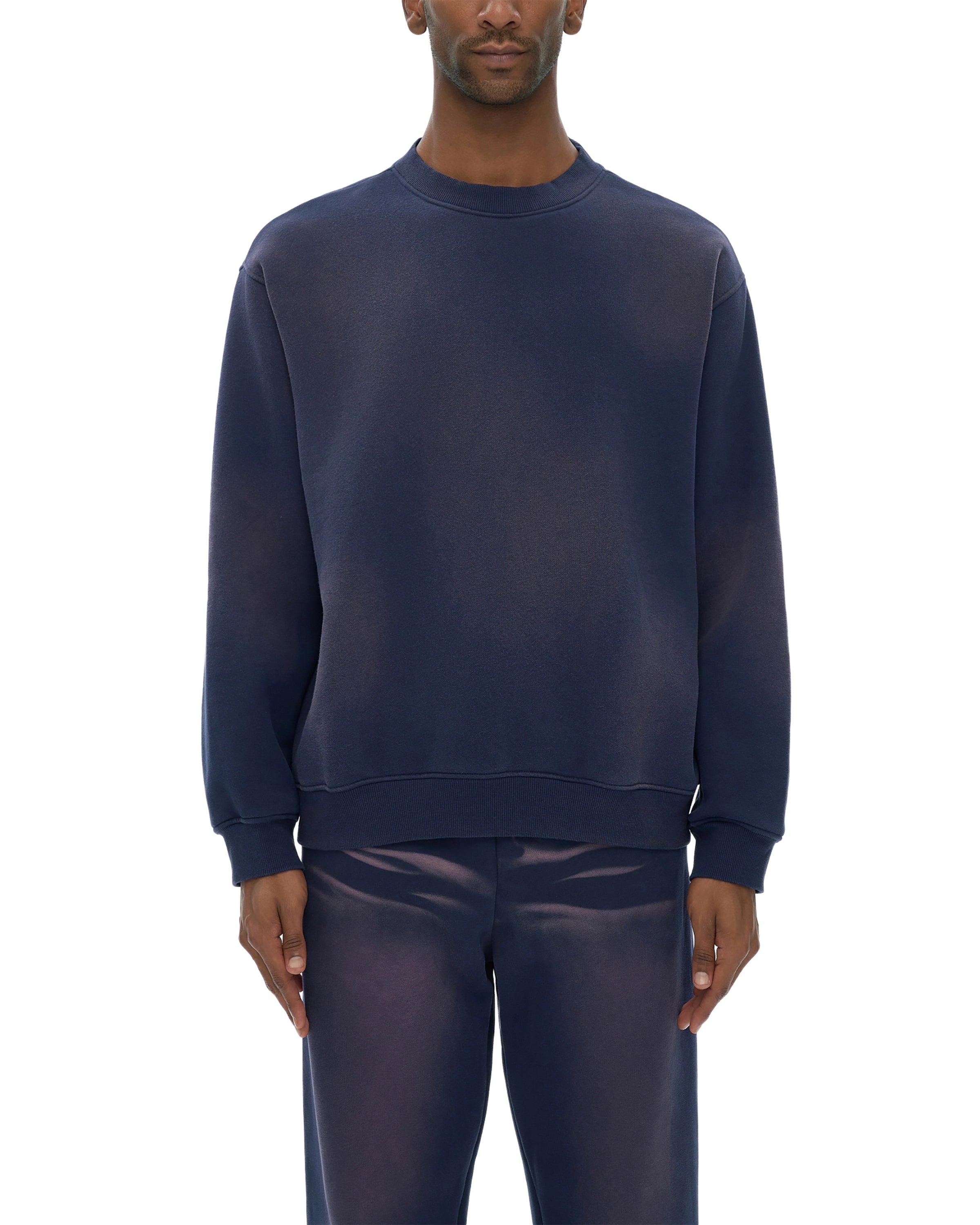 Royal Blue Streetwear Sunfade Fleeced Sweatshirt Front View - Hanggerrz