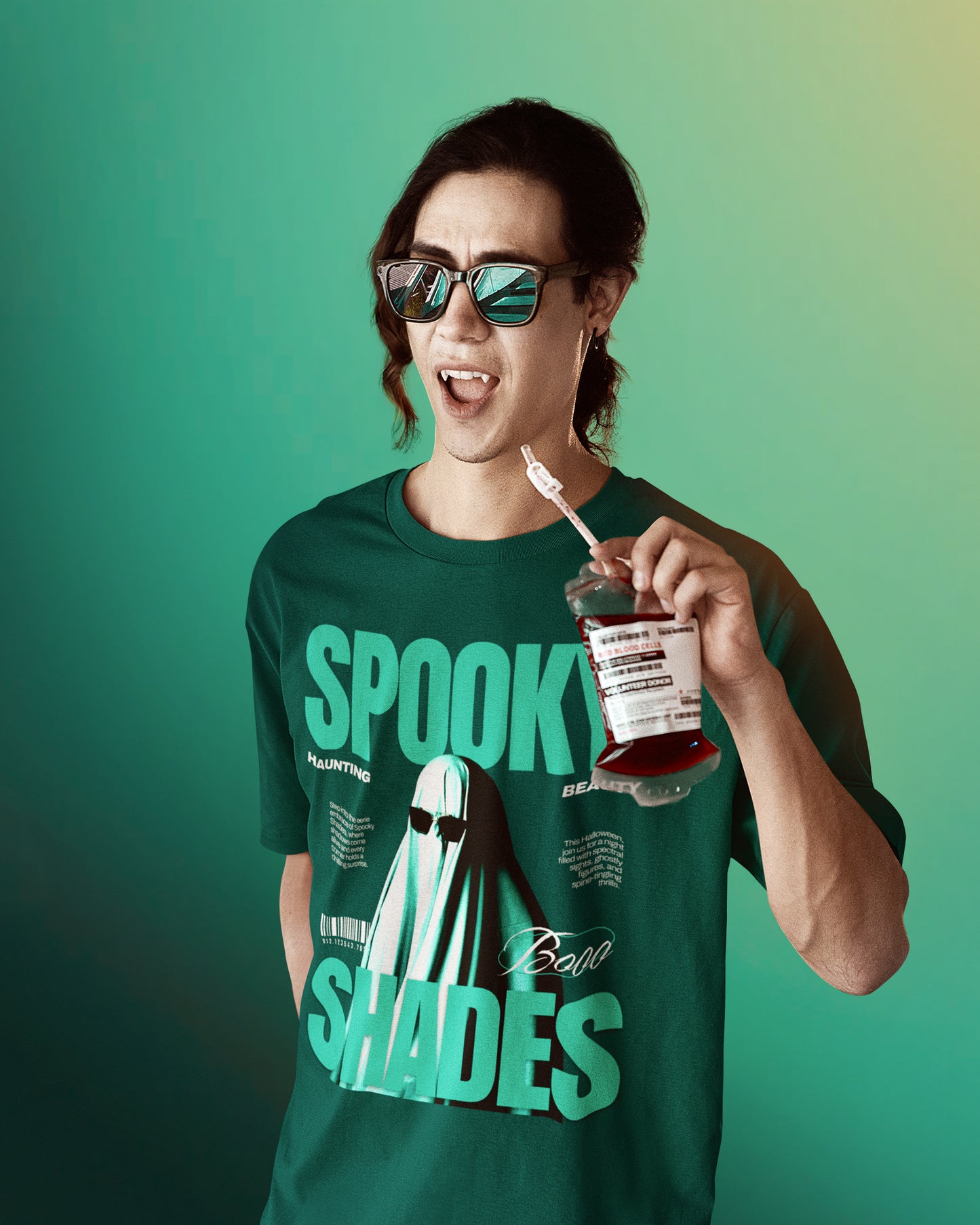 Spooky Shades Drop Shoulder Seamless T-Shirt - Hanggerrz