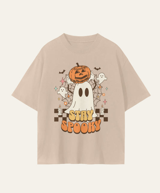 Stay Spooky Drop Shoulder Seamless T-Shirt - Hanggerrz