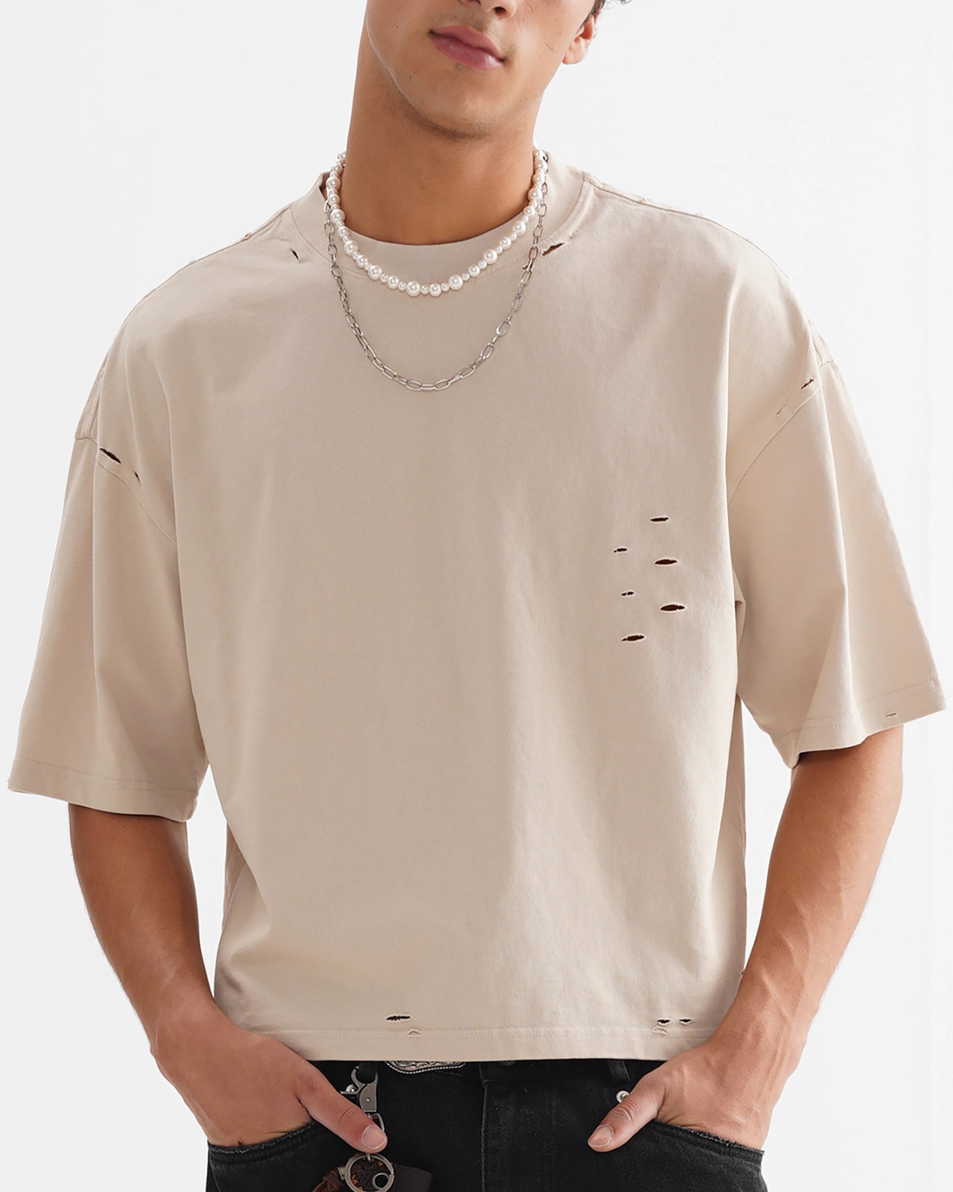 Streetwear Classic Frayed Boxy T-shirt - Hanggerrz