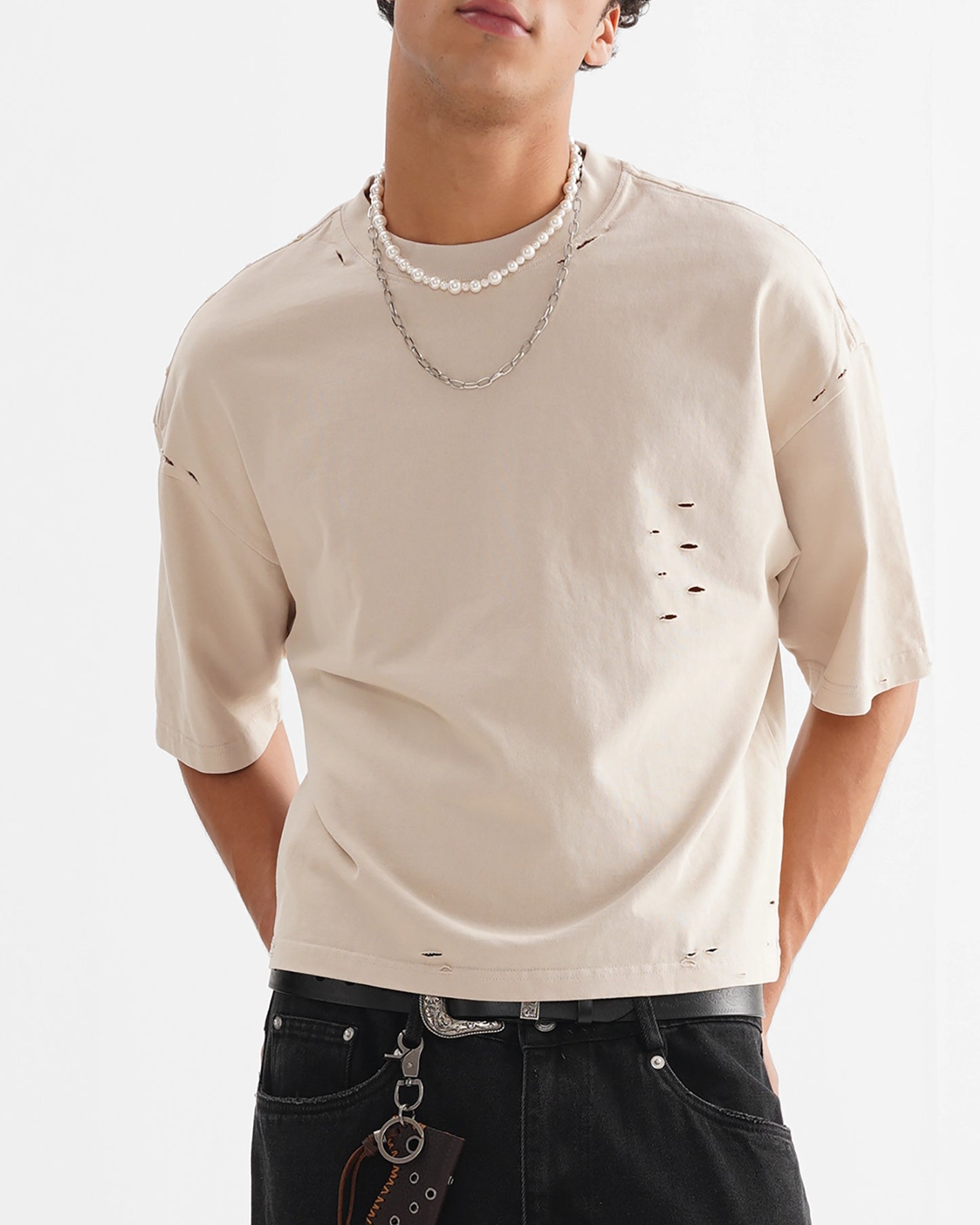 Streetwear Classic Frayed Boxy T-shirt - Hanggerrz