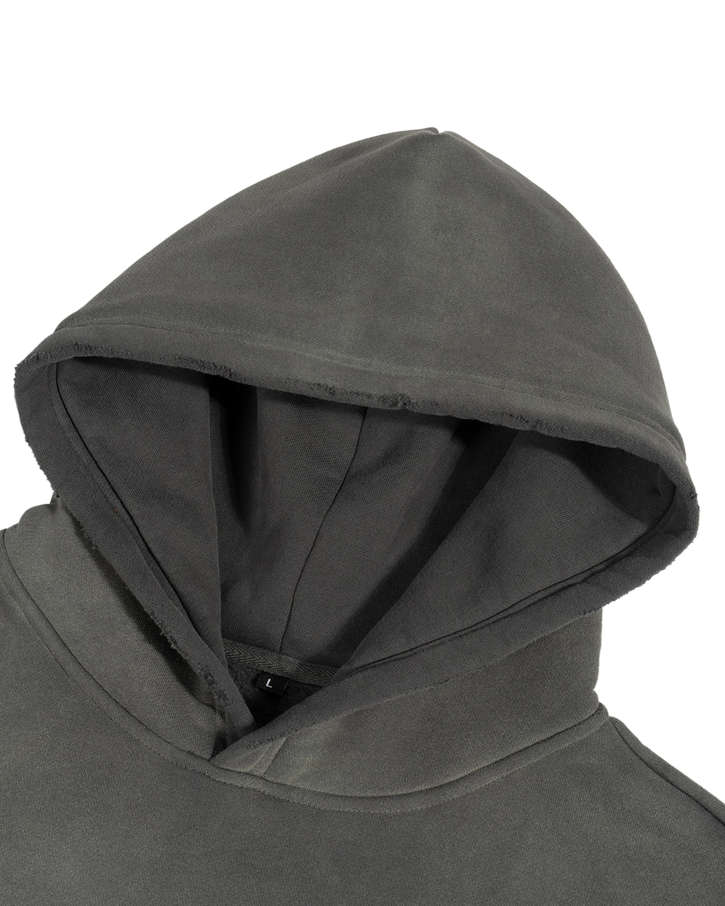 Streetwear Frayed Sunfade Boxy Hoodie Hood - Hanggerrz