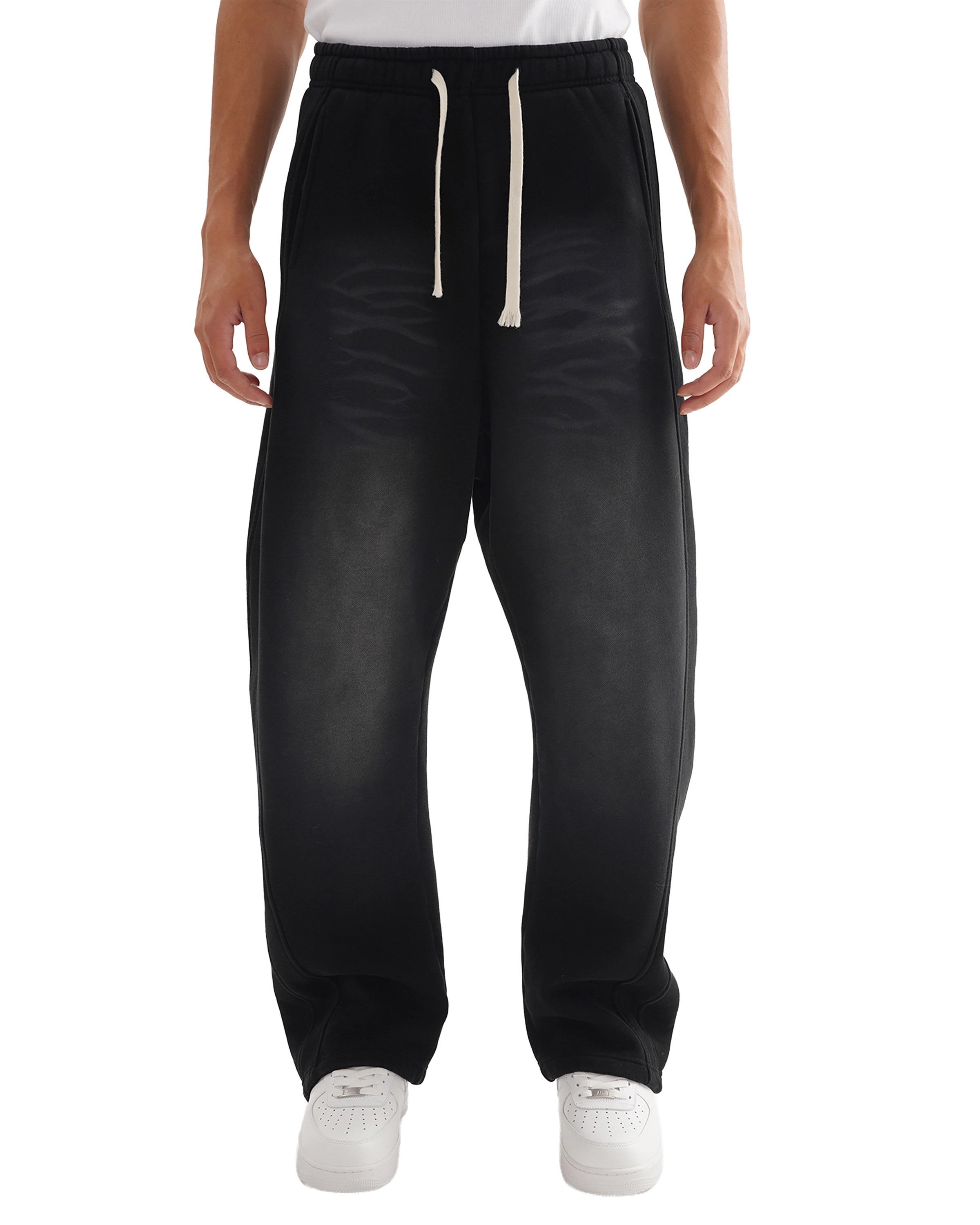 Sunfade Curved Blade Sweatpants Front Look - Hanggerrz