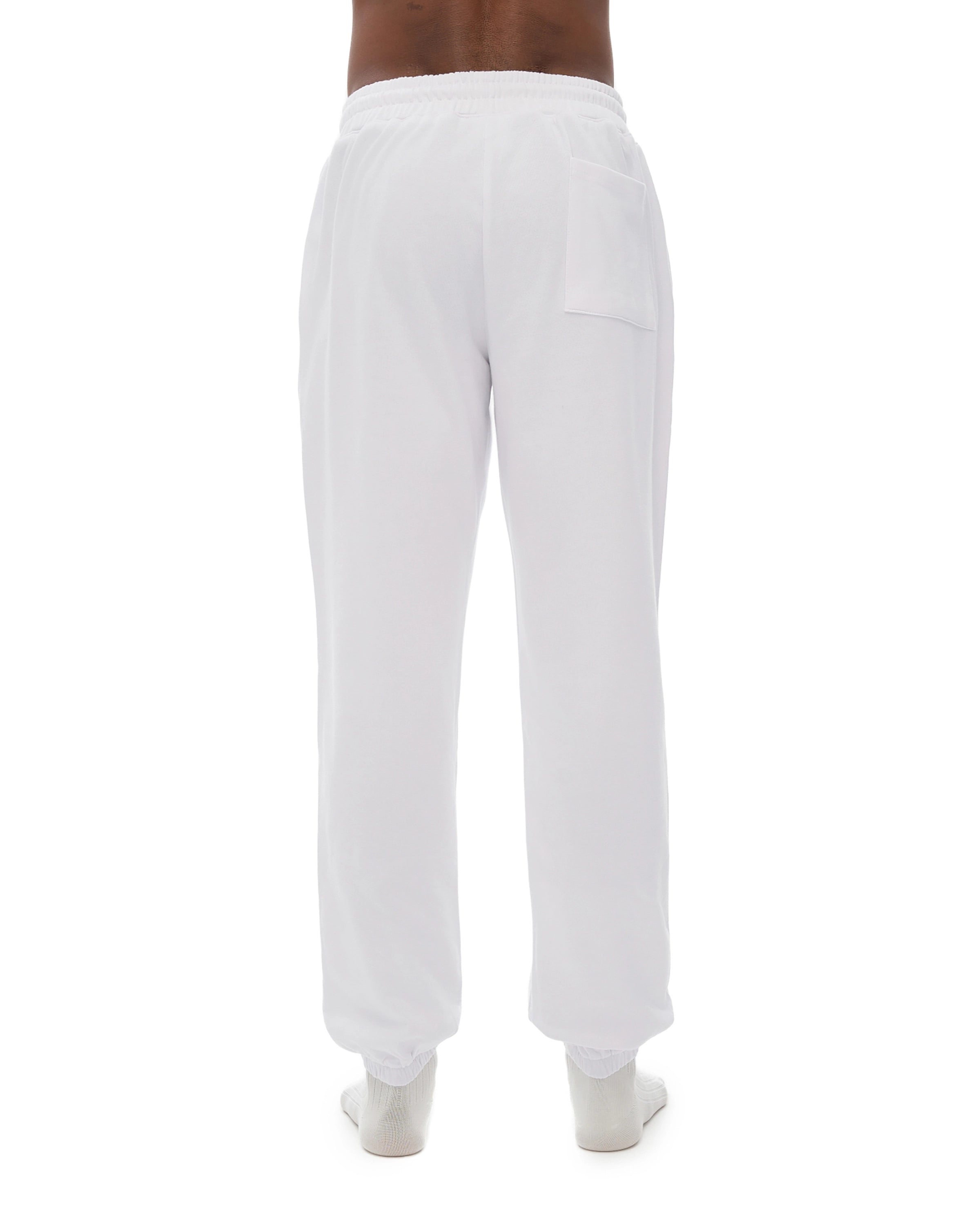 White Elastic Waist Cotton Joggers Back Look - Hanggerrz