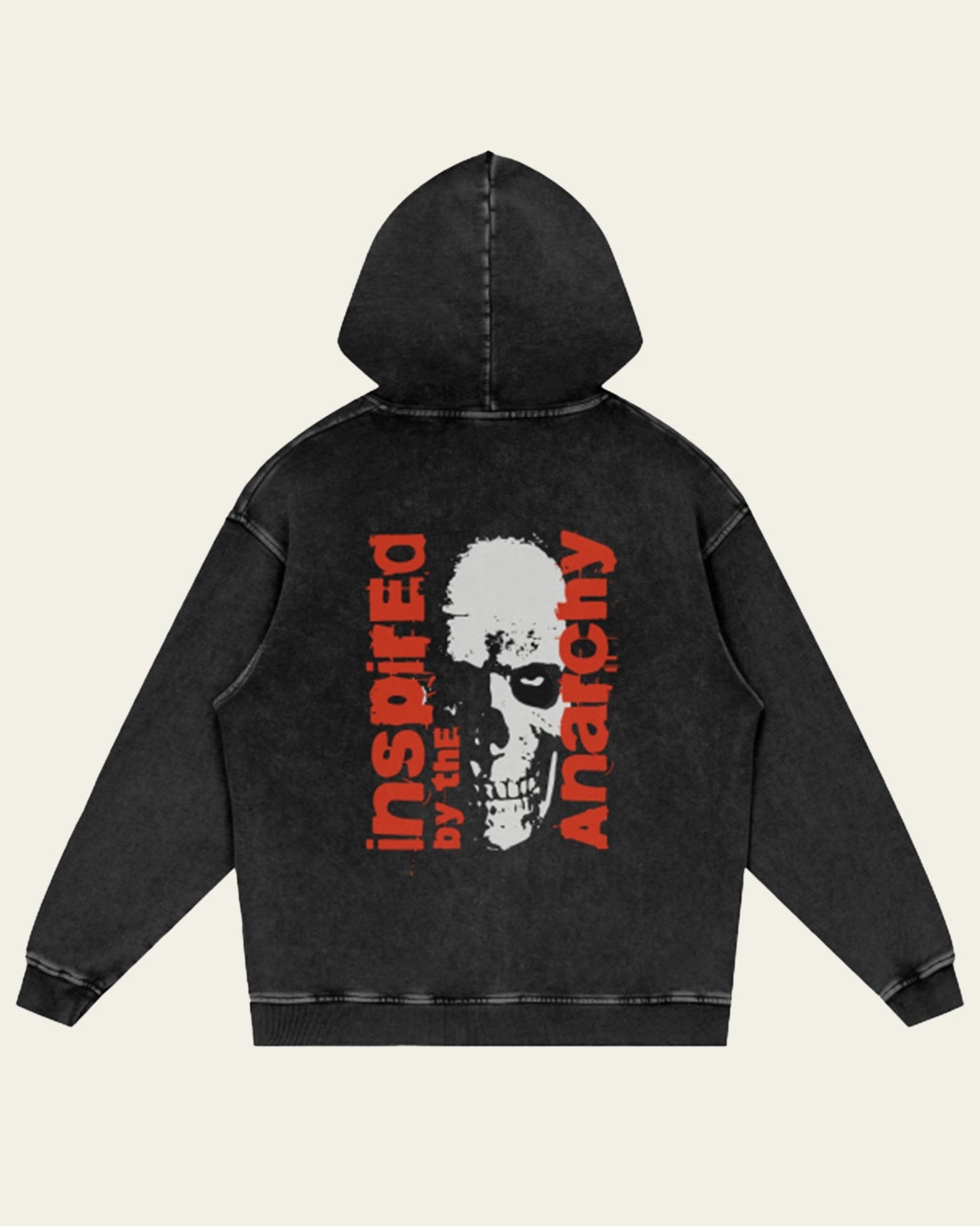 Anarchy Acid Wash Streetwear Oversize Hoodie - Hanggerrz