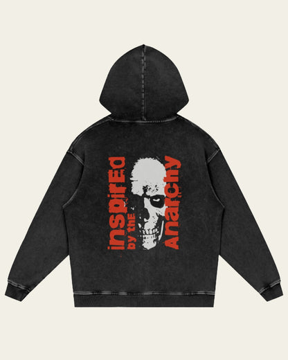 Anarchy Acid Wash Streetwear Oversize Hoodie - Hanggerrz