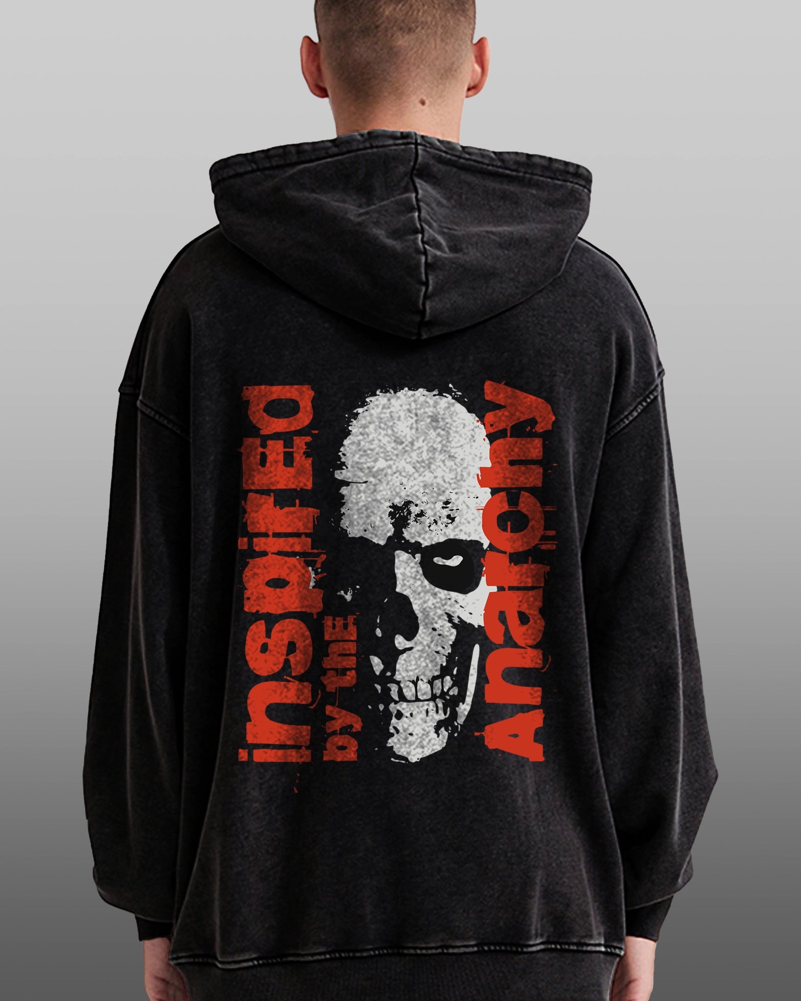 Anarchy Acid Wash Streetwear Oversize Hoodie - Hanggerrz