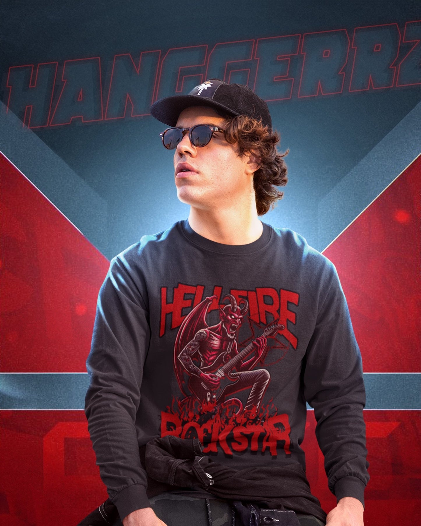 Hellfire Rockstar Streetwear Oversized Sweatshirt - Hanggerrz