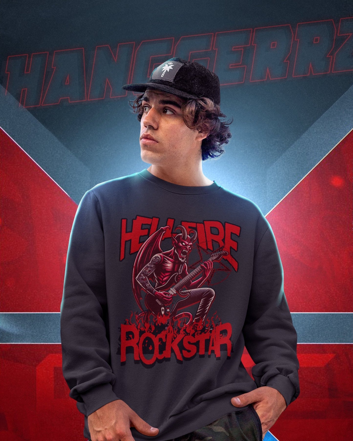 Hellfire Rockstar Streetwear Oversized Sweatshirt - Hanggerrz