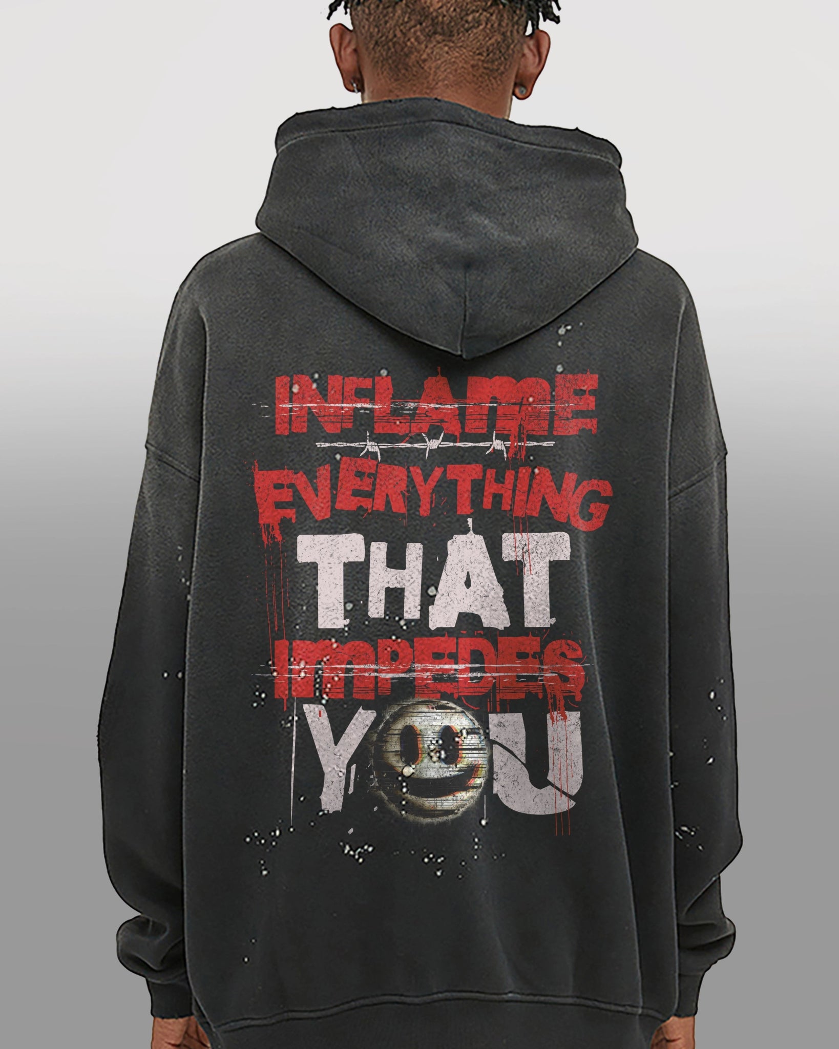 Inflame Vintage Wash Fleece Hoodie - Hanggerrz