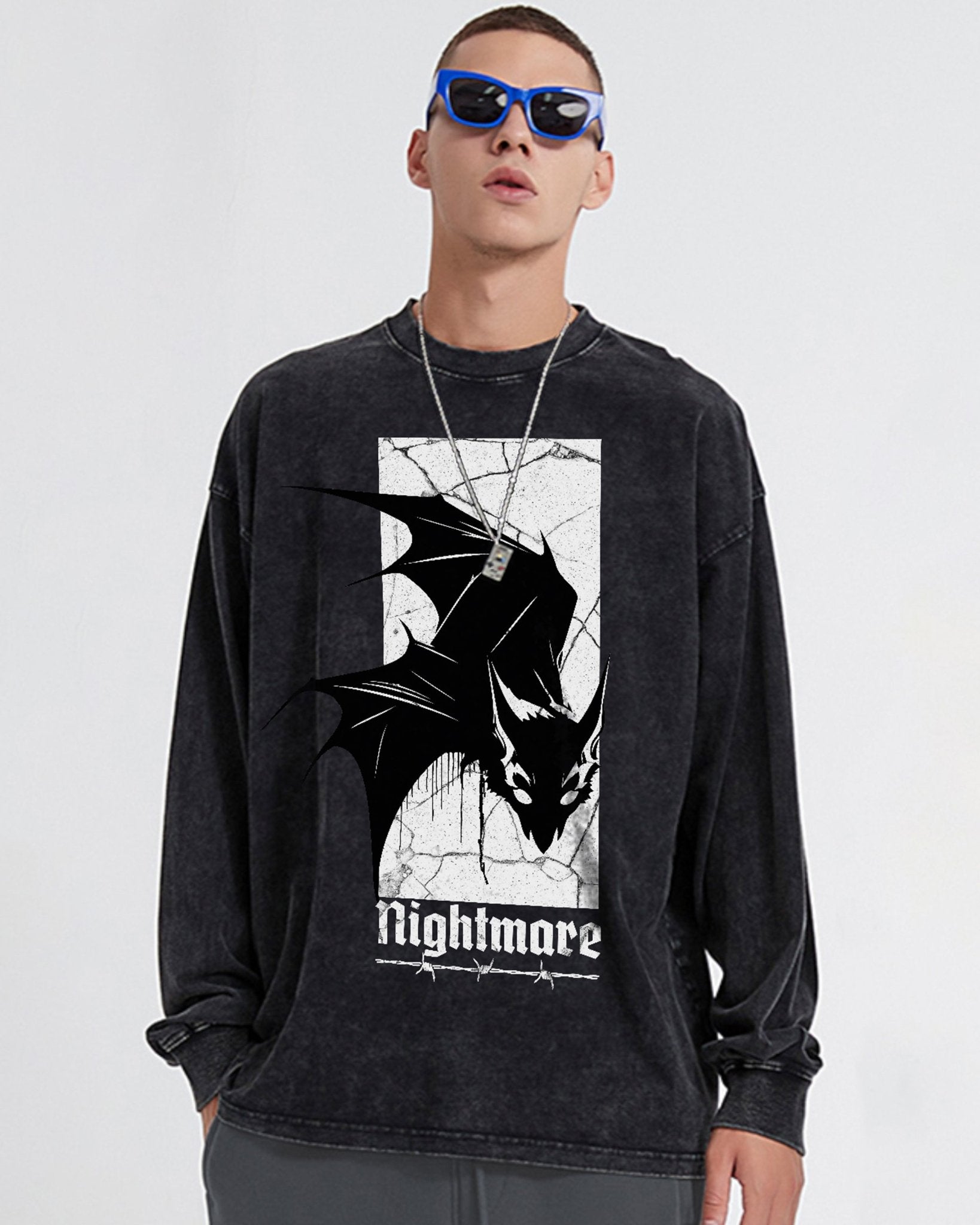 Nightmare Oversize Long Sleeve Tee - Hanggerrz